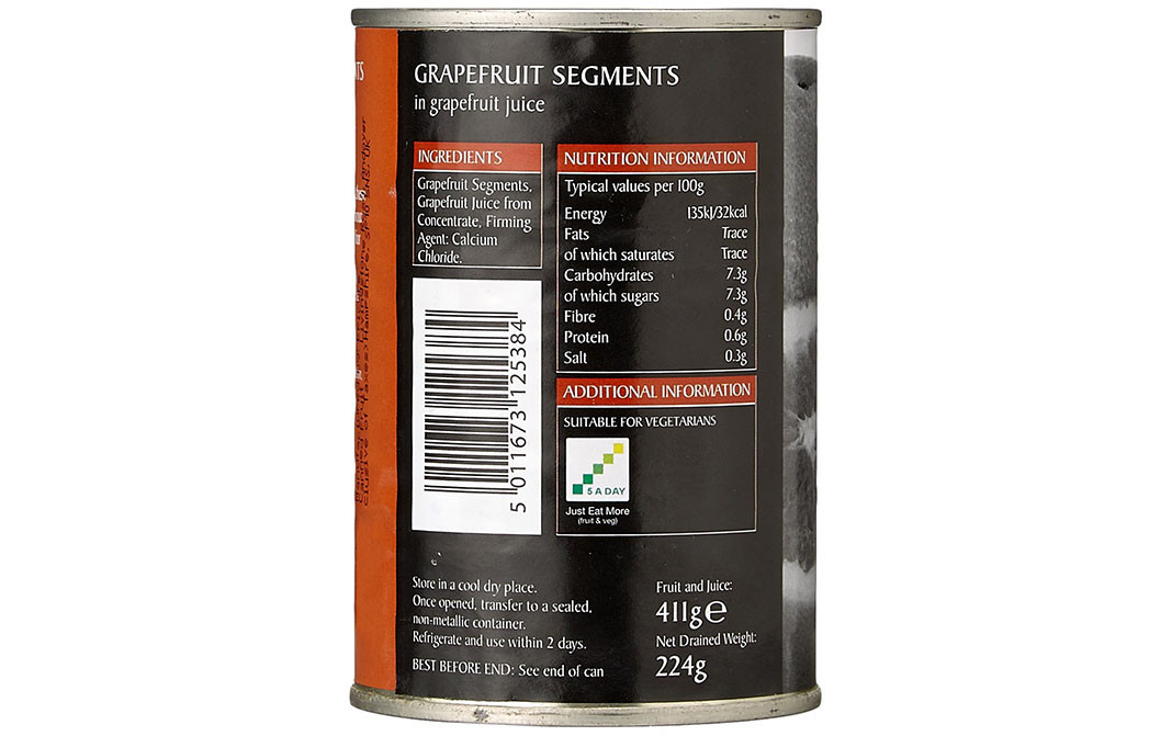 Epicure Grapefruit Segments In Grapefruit Juice   Tin  411 grams